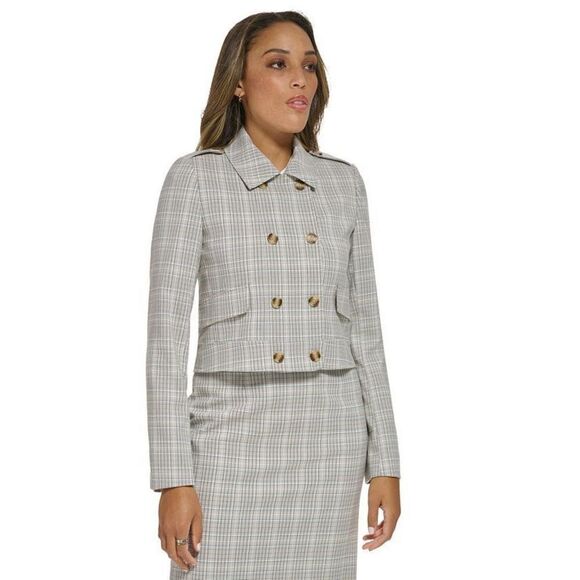 Calvin Klein NWT PLAID Double Breasted Coat Jacket Sz 16 - Picture 6 of 6